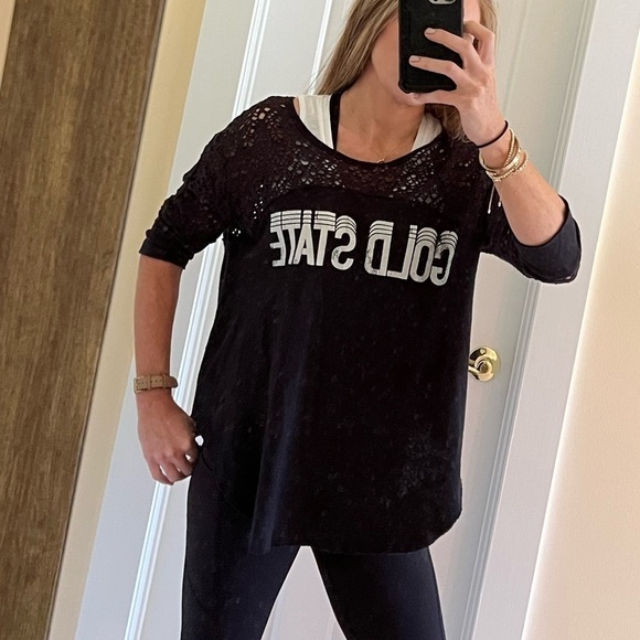 We The Free Free People Gold State Vintage Knit Top Size Medium Crochet Grunge - Picture 7 of 8